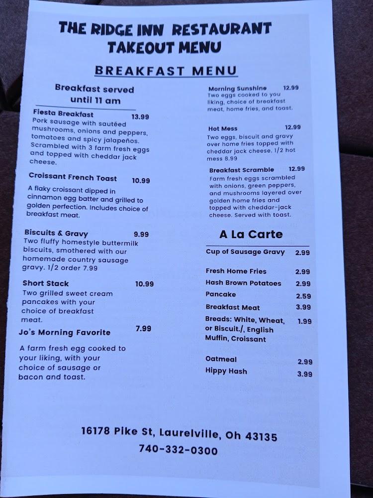 The Ridge Inn Restaurant Menu image 4